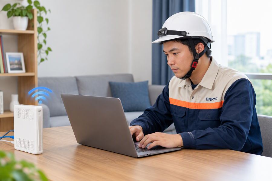 Kỹ thuật viên xử lý lỗi wifi
